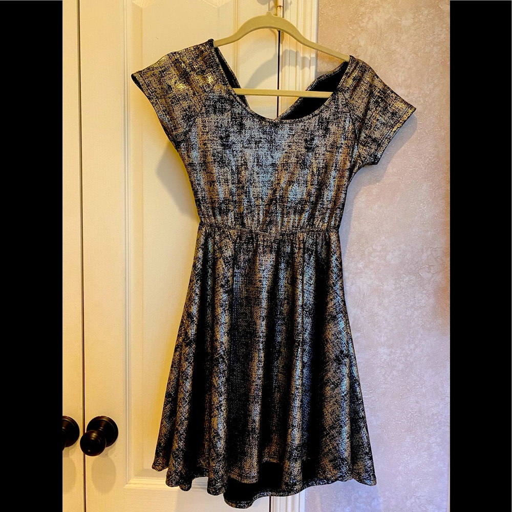 Rolla Coster Gold Foil Metallic Black Dress